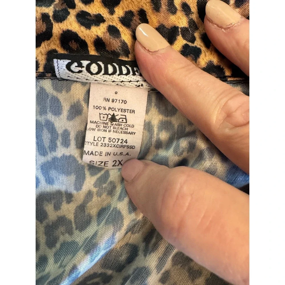 G.D.S. Goddess Leopard Print Shirt & Particulars Denim Back Skirt Set 2X 20